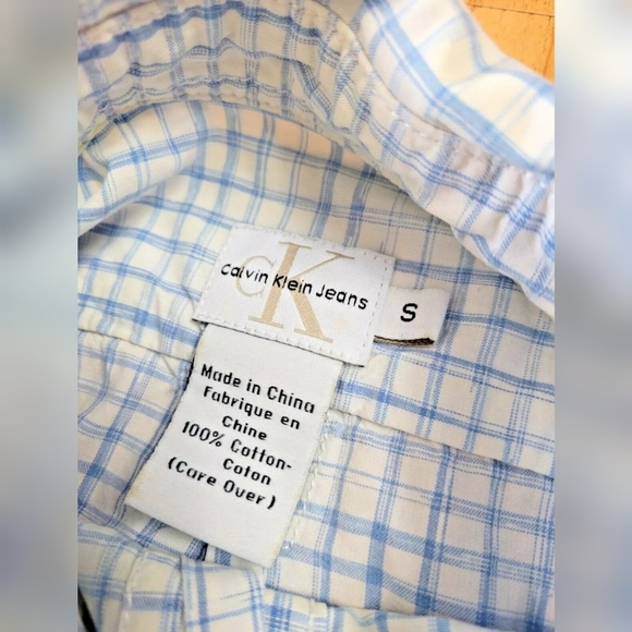 Calvin Klein Jeans windowpane plaid short sleeve button down shirt - Picture 5 of 9